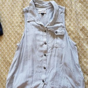 Blue Pinstripe Button-up Tank Top